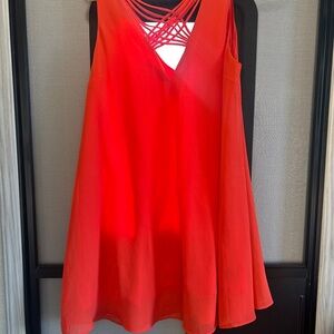 Chic Backless Red/Orange Dress Crisscross Design Open Back